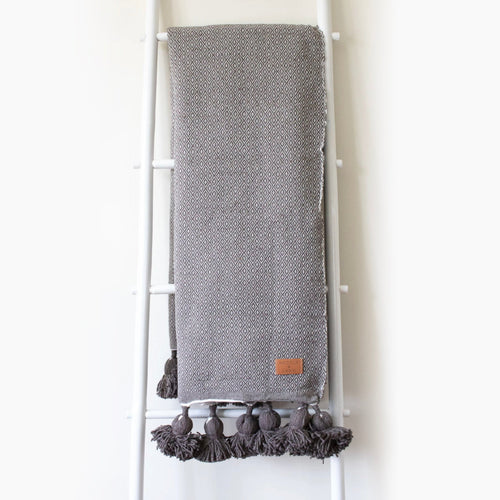 Aicha Pom Pom Throw Gray Heddle & Lamm 