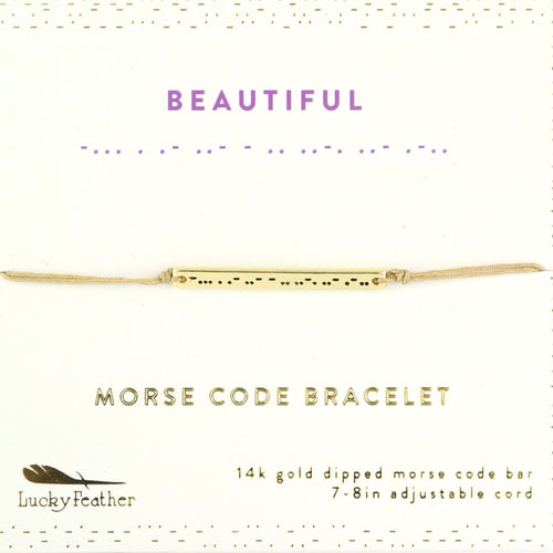 BEAUTIFUL Morse Code Bracelet Lucky Feather 