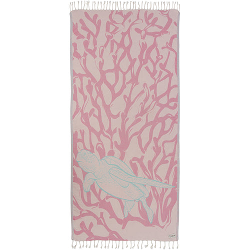 Blush Coral Turtle Turkish Towel Wrap Towels Sand Cloud 