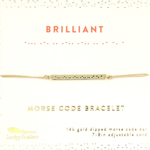 BRILLIANT Morse Code Bracelet Lucky Feather 