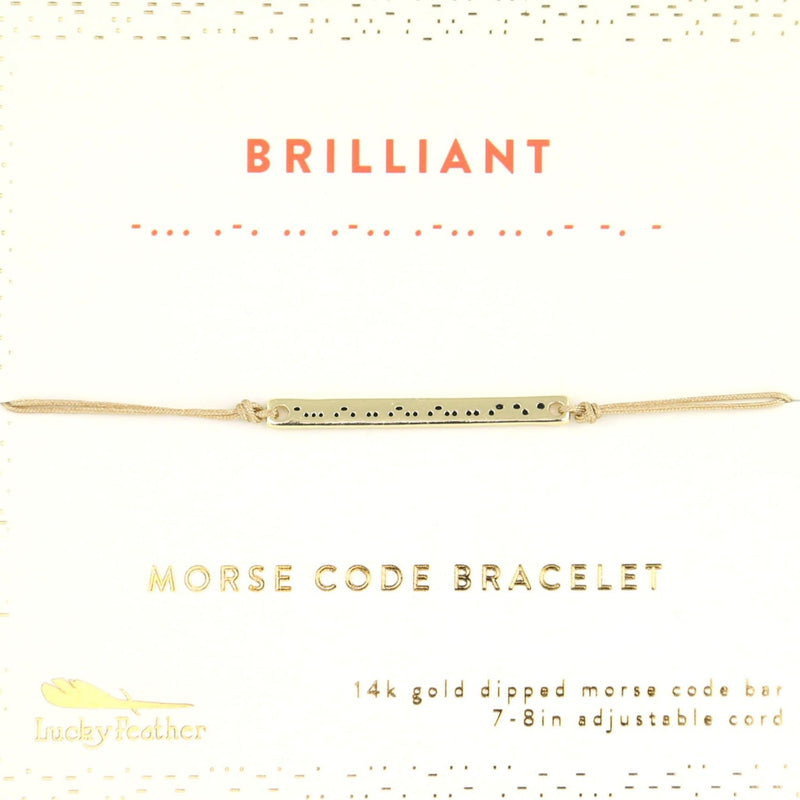BRILLIANT Morse Code Bracelet Lucky Feather 