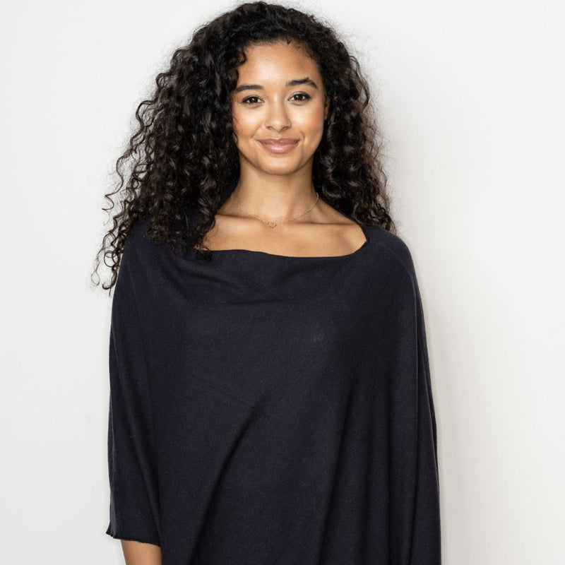 Elegant Poncho - Soft black Ponchos Be Love Apparel 