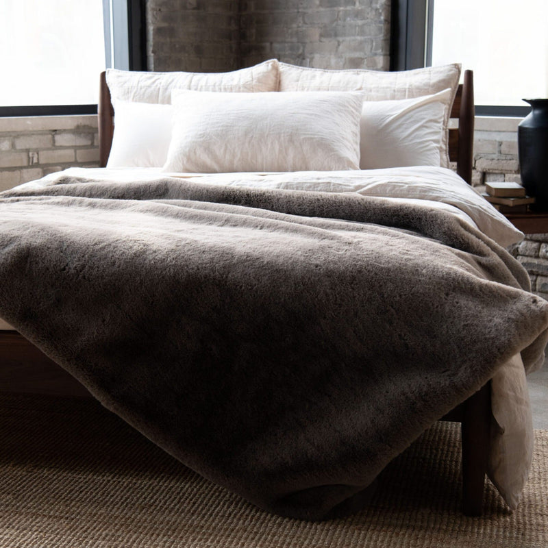 Grey fur sales bed runner