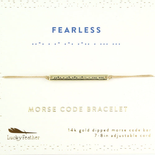 FEARLESS Morse Code Bracelet Lucky Feather 