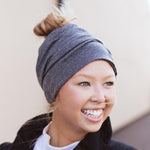 Messy Bun Beanie, Multi-function Face Cover - Charcoal Beanie Pretty Simple 