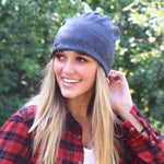 Messy Bun Beanie, Multi-function Face Cover - Charcoal Beanie Pretty Simple 