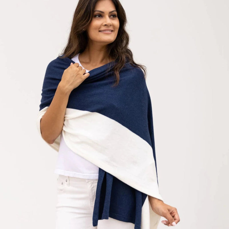 Navy Color Block Dreamsoft Travel Scarf Wrap Zestt Organics 