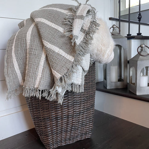 Organic Cotton Throw, Gray Throws Olive & Loom 