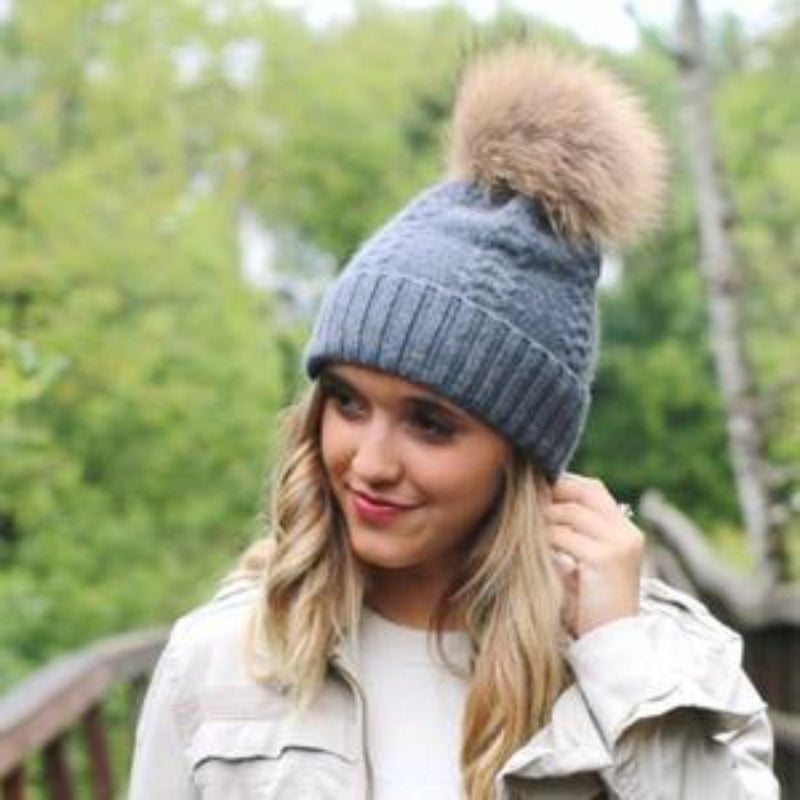 Soft Angora Cable Knit Pom Beanie Beanie Pretty Simple 